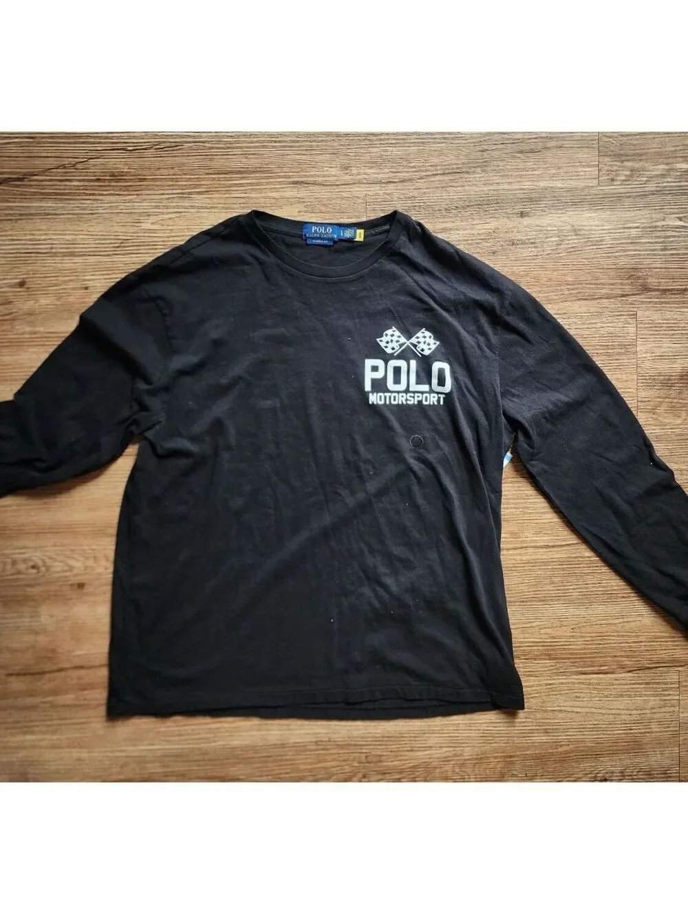 Size L - New Men's POLO Ralph Lauren Motosport Classic-Fit Slub Black Jersey